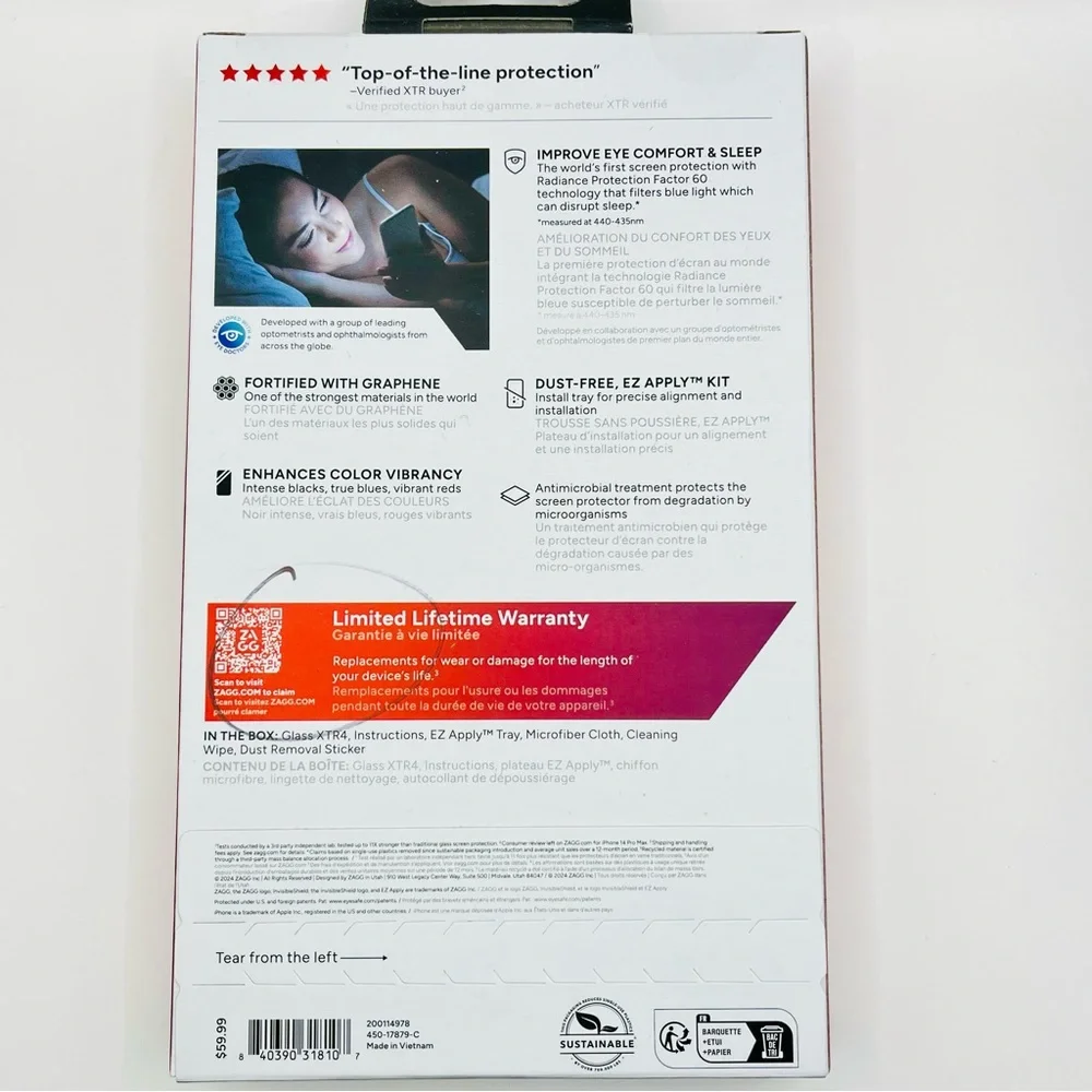 NWT ZAGG InvisibleShield XTR4 11X Stronger Screen Protector for iPhone 16/15